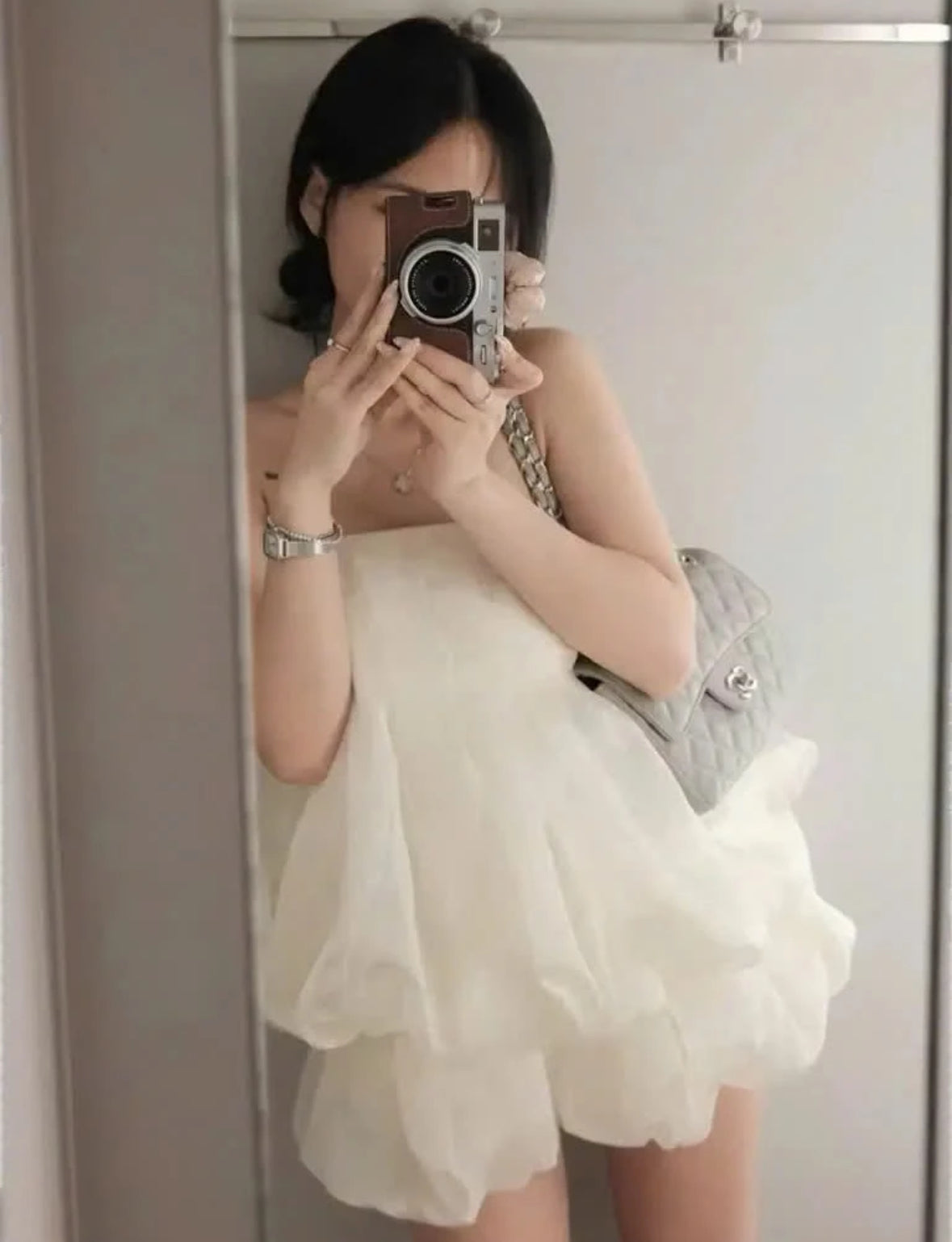 Cream Tube Top + Skort Skirt