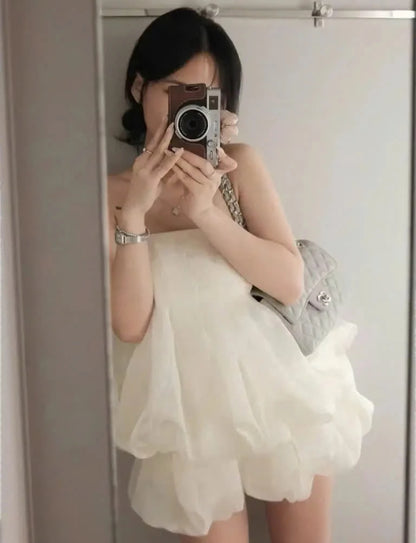 Cream Tube Top + Skort Skirt
