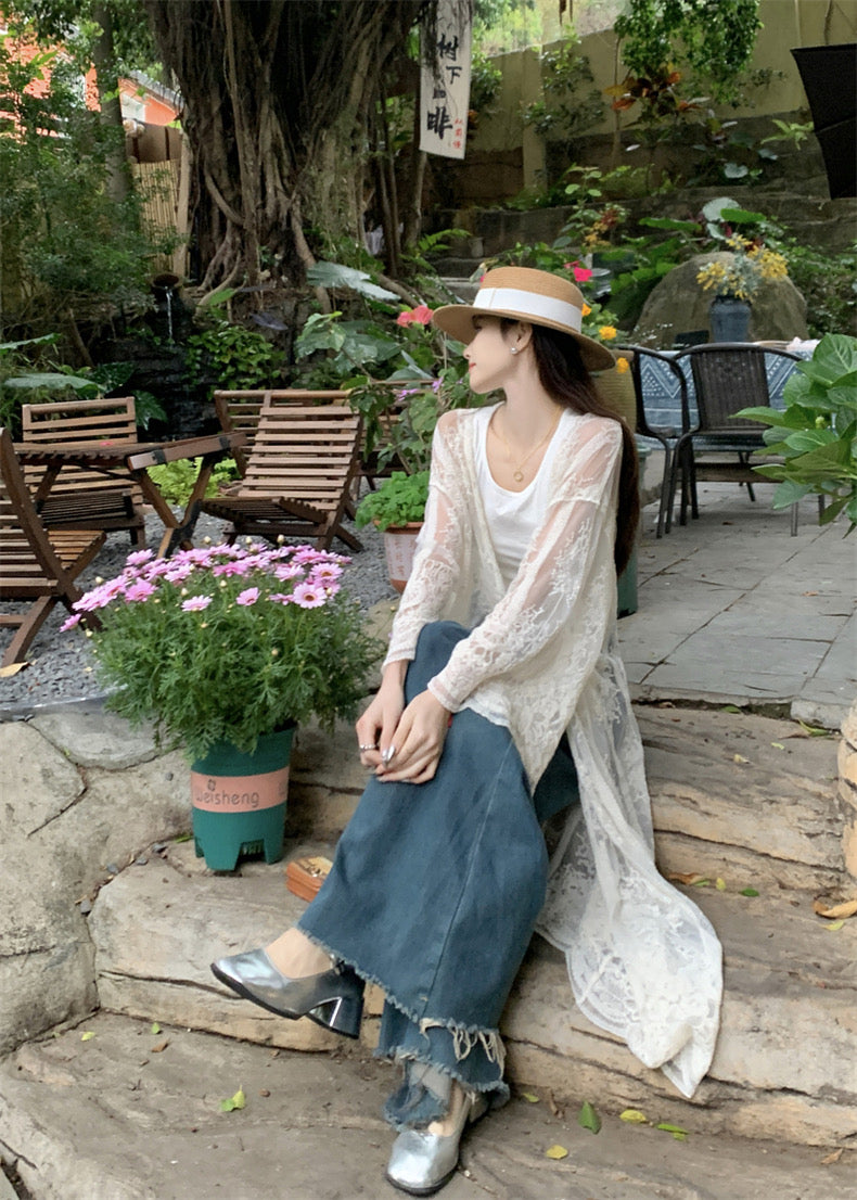 Embroidery Long Cardigan