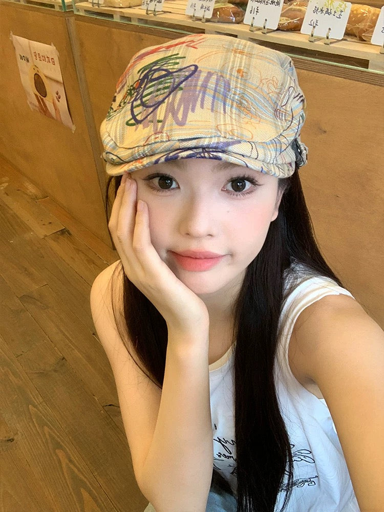 Khaki Graffiti Drawing Hat