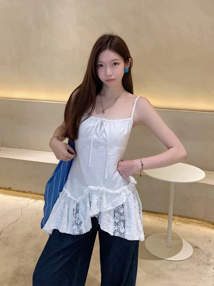 White Strap Long Inner Top