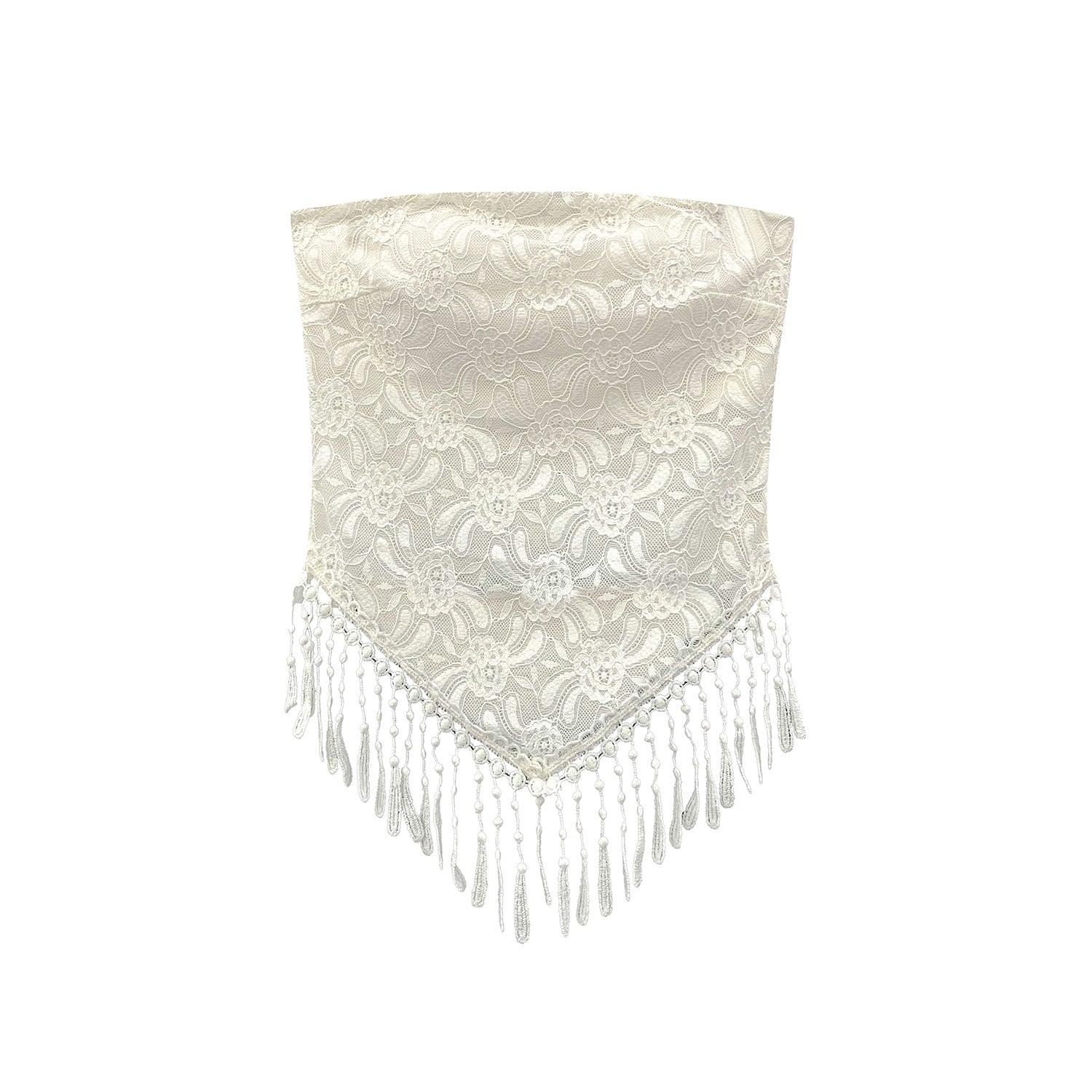 Lacey Tube Top (White, Beige)