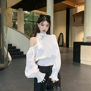 Off Side Shoulder White Top