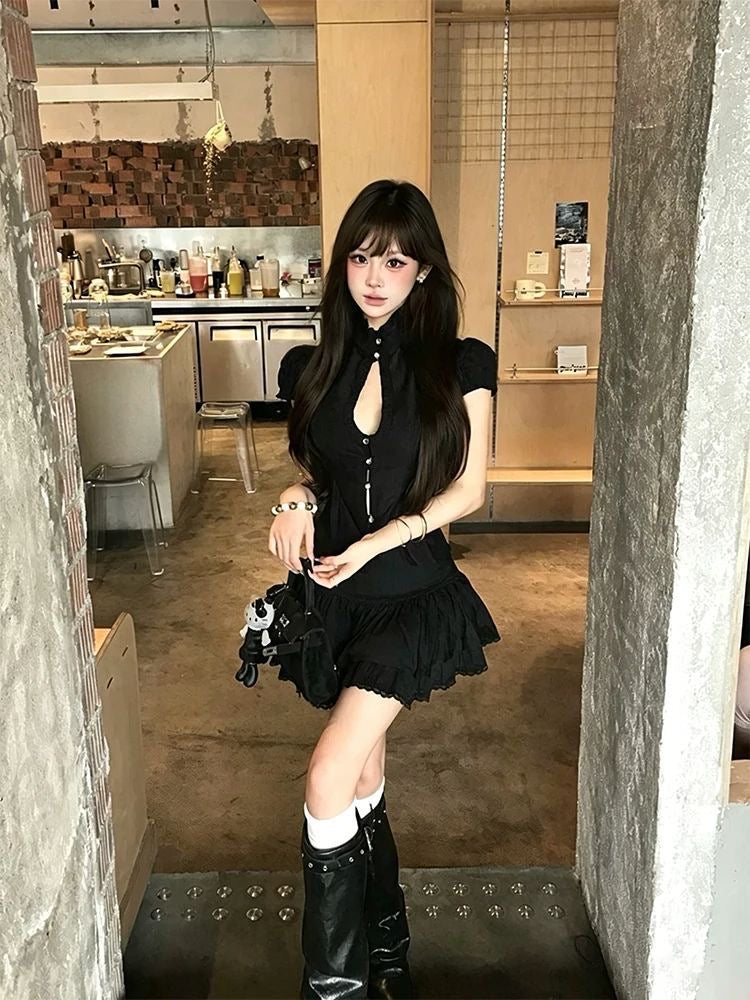 Black Top + Skort Two Piece Set (S, M)