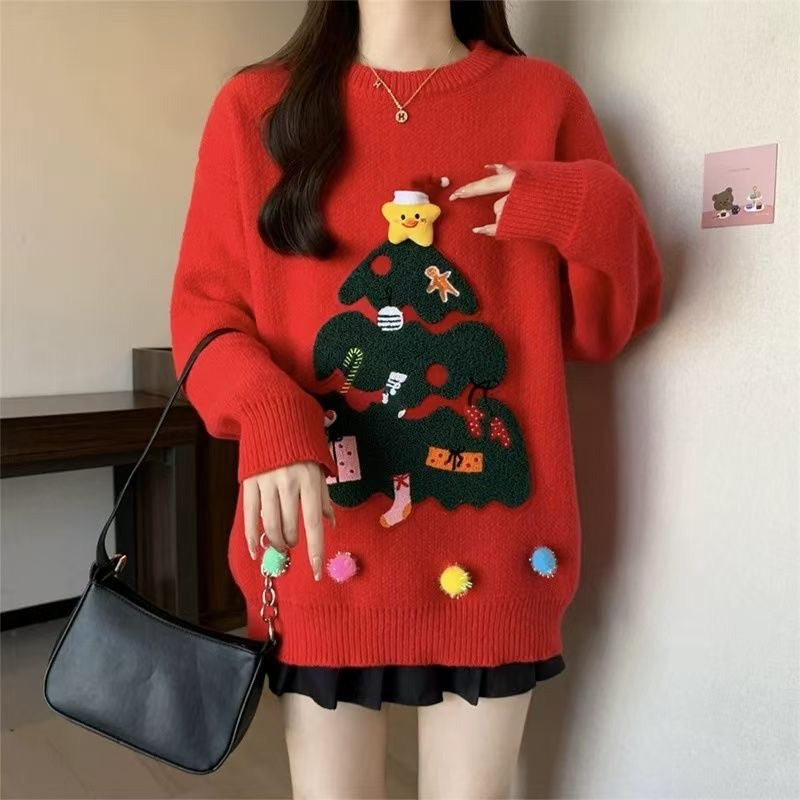 Christmas Tree Knitted Long Sleeve Top