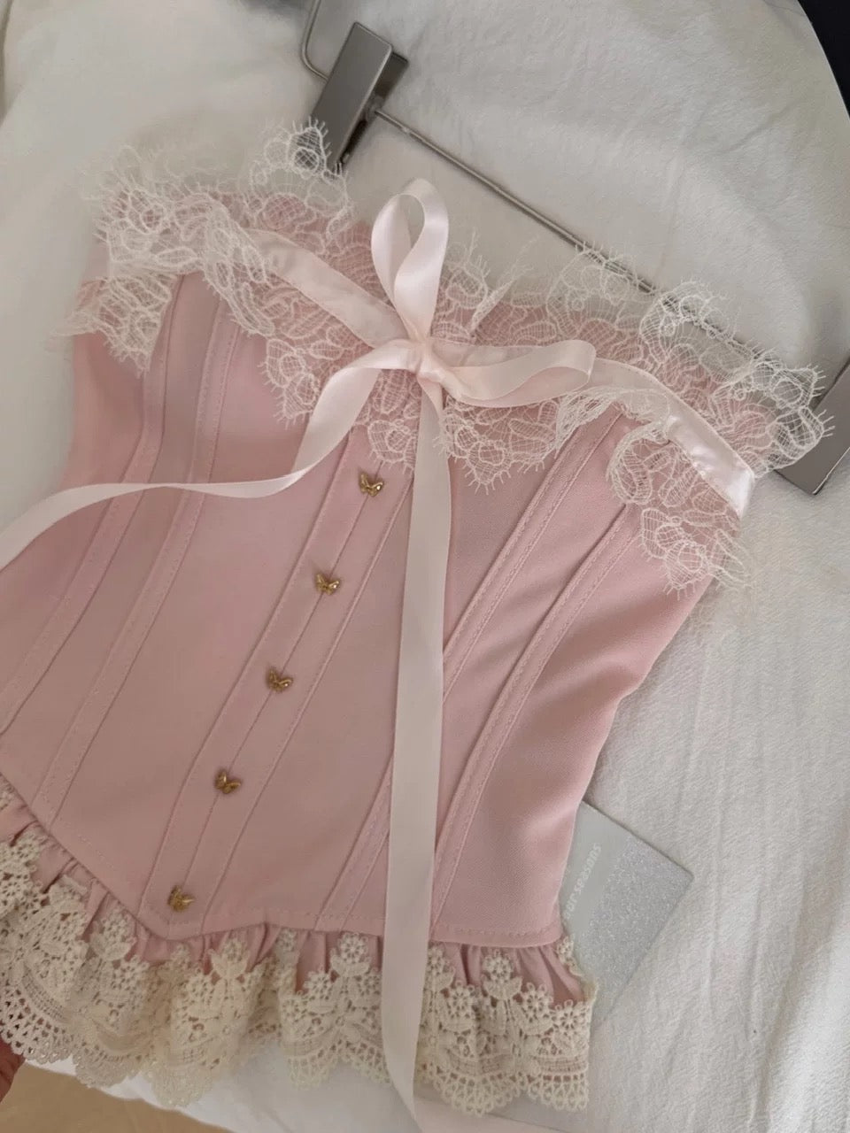 Pink Mix Lacey Tube Top