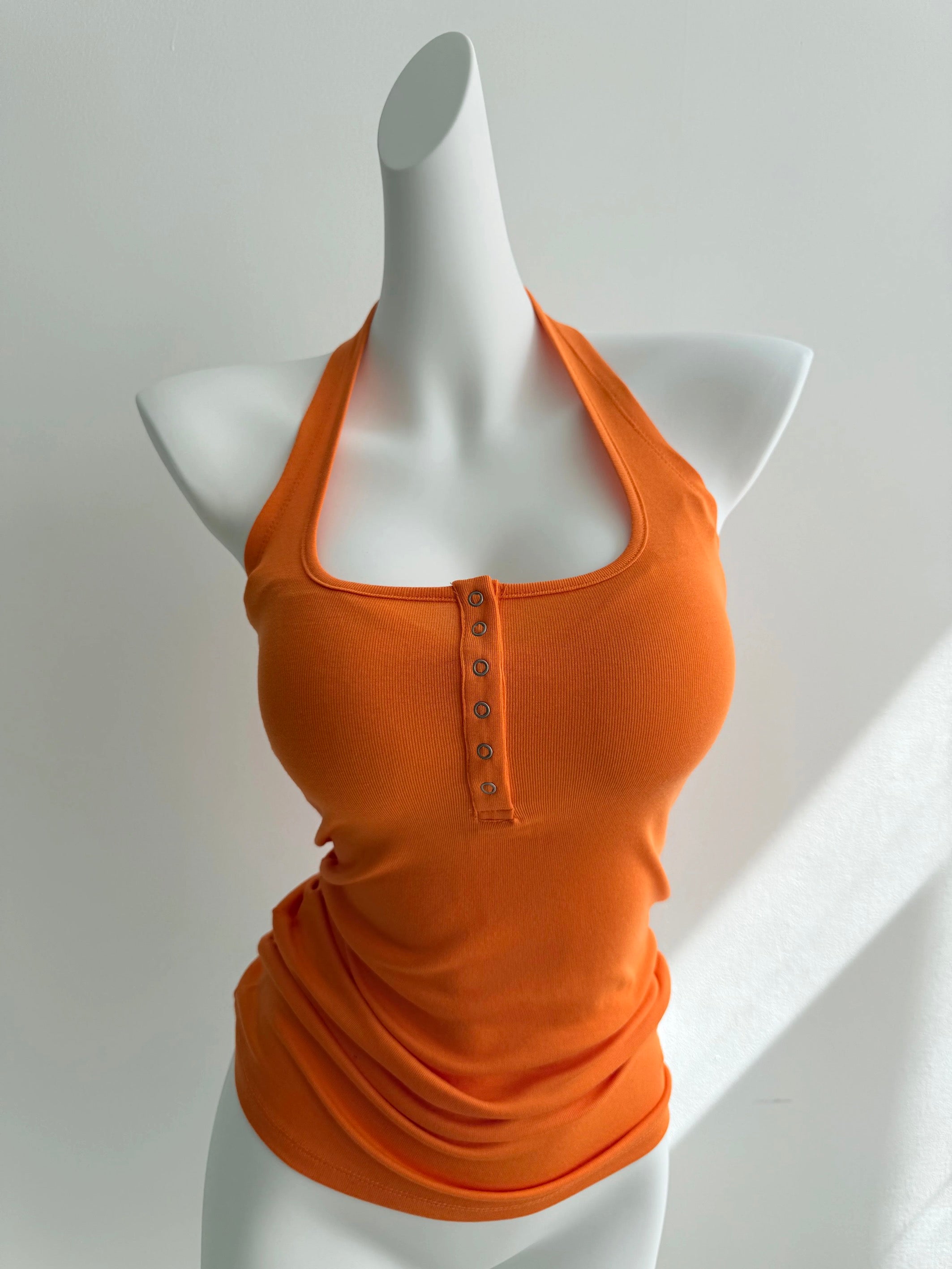 Round Neck Collar Orange Top (S)