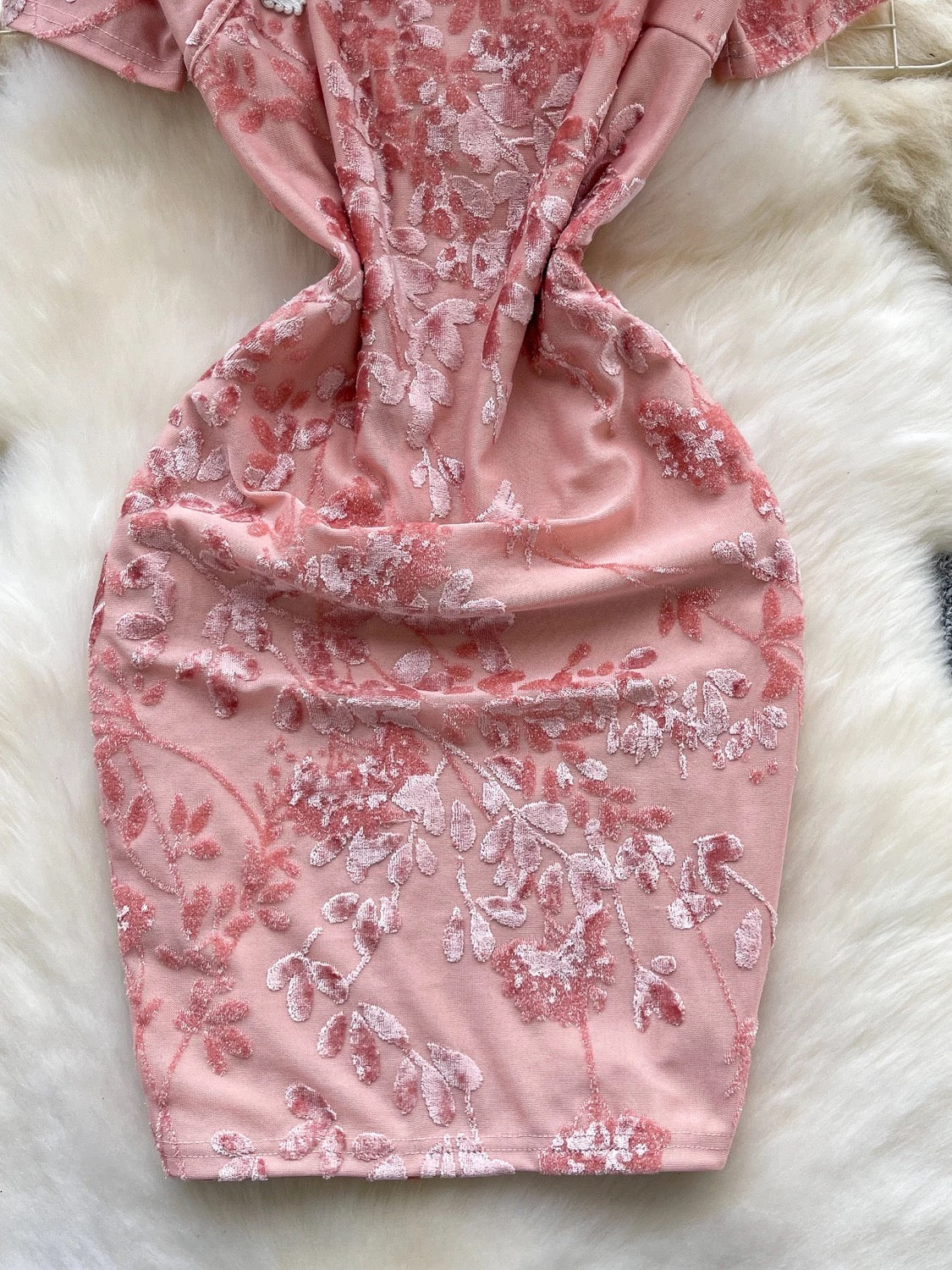 Pink Velvet Cheongsam CD003 Short Dress (S)