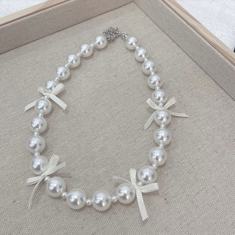 Mini Ribbons Pearl Necklace Choker NL02