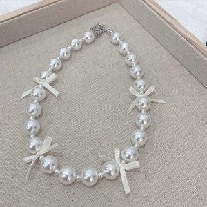 Mini Ribbons Pearl Necklace Choker