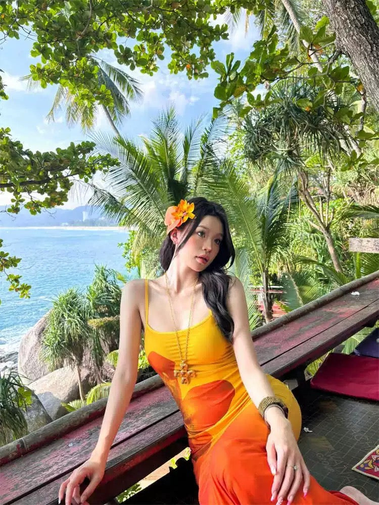 Yellow Orange Long Dress