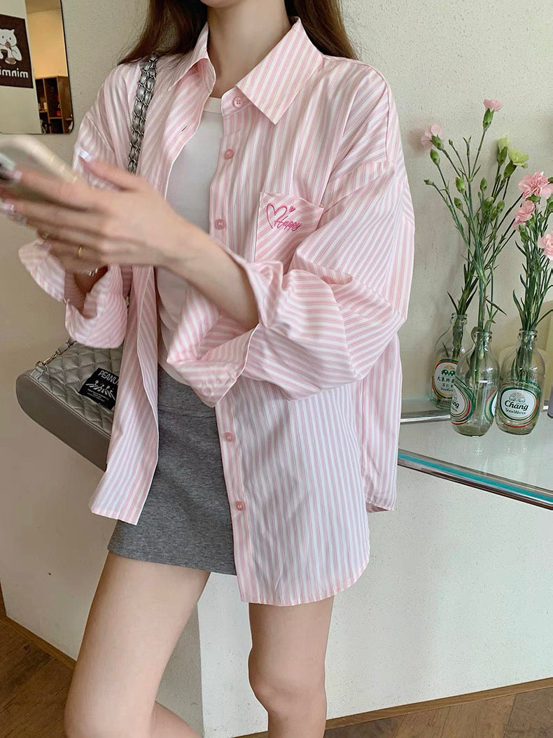 Stripe Pink Long Sleeve Shirt