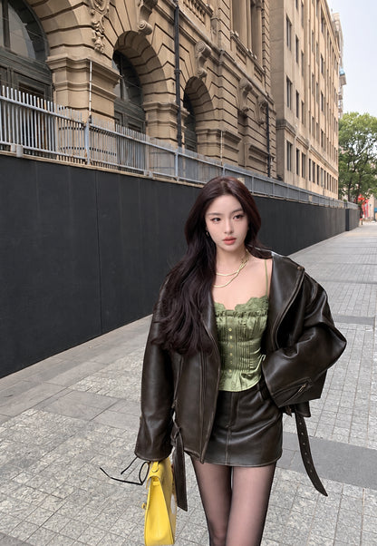 Mix Silk Lace Strap Top