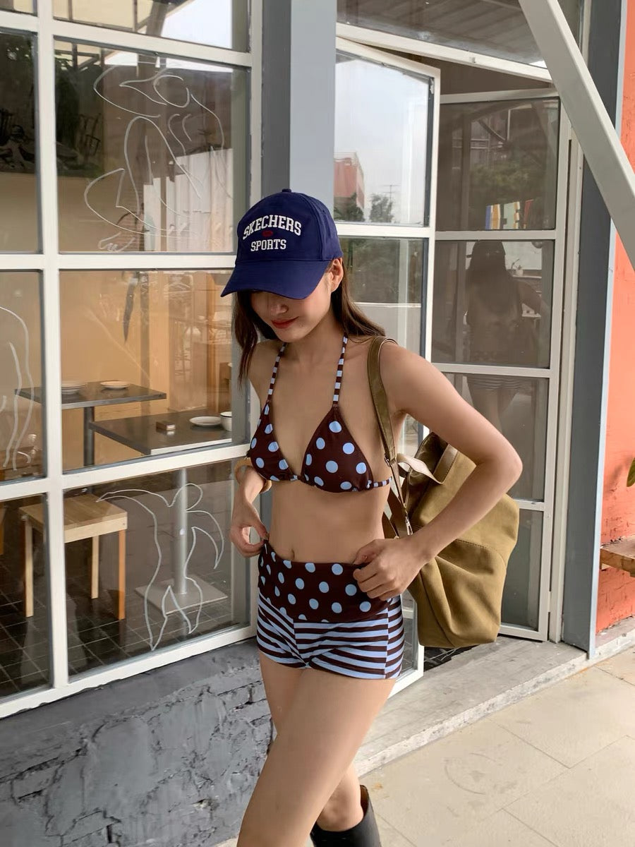 Blue Polka Dot Bikini BK57 Two Piece Set (S, M)