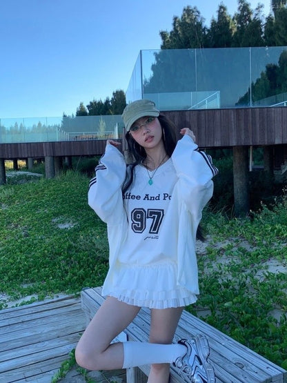 No97 White Long Sleeve Sweater Top