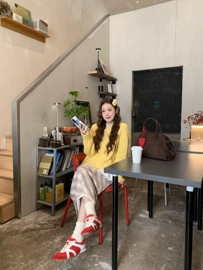 Yellow Long Sleeve Knitted Top