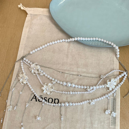 White Layered Flo Chain Belt