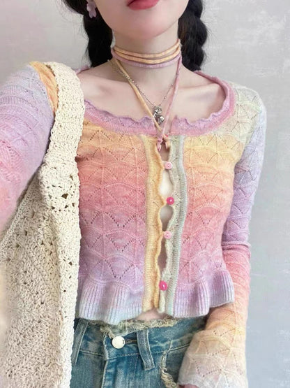 Rainbow Long Sleeve Knitted Top
