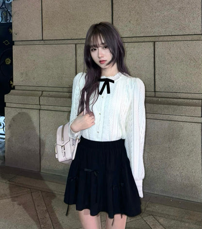 Beige Laces Long Sleeve Top