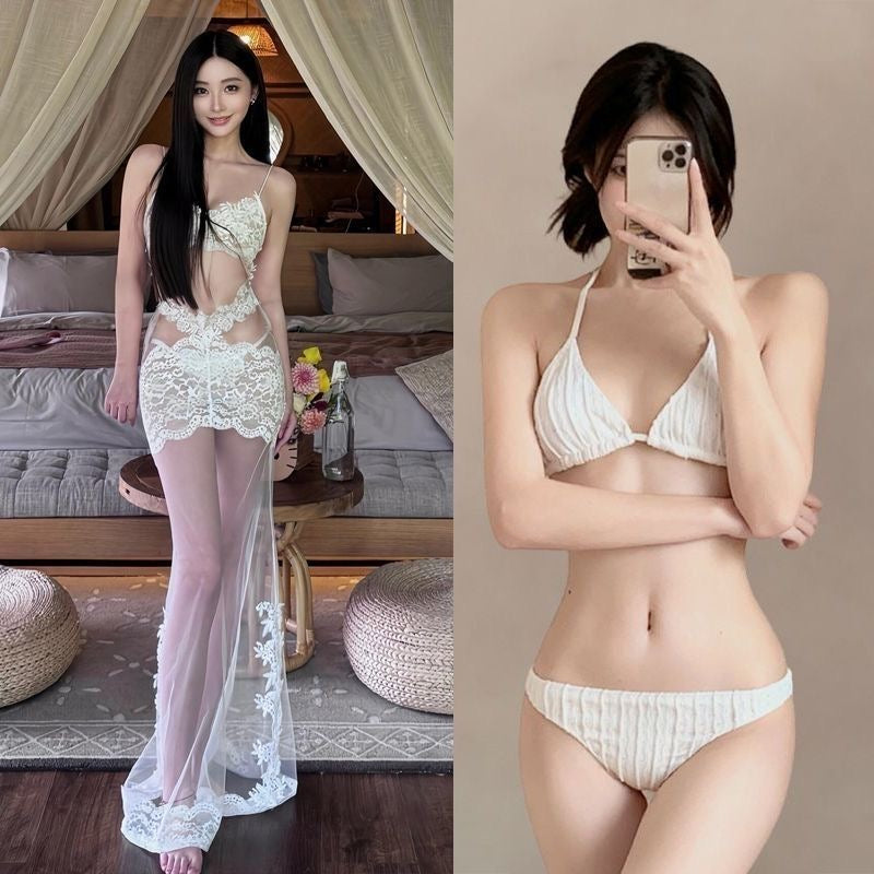 White Bikini BK14 Mesh Dress Three Piece Set (XS)
