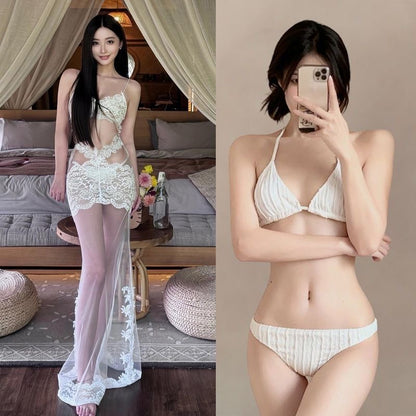 White Bikini BK14 Mesh Dress Three Piece Set (XS)
