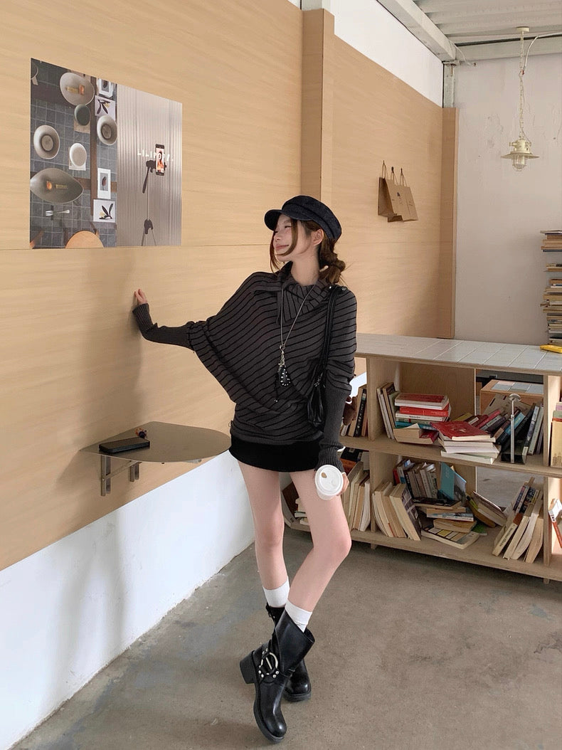 Stripe Grey Long Sleeve Top