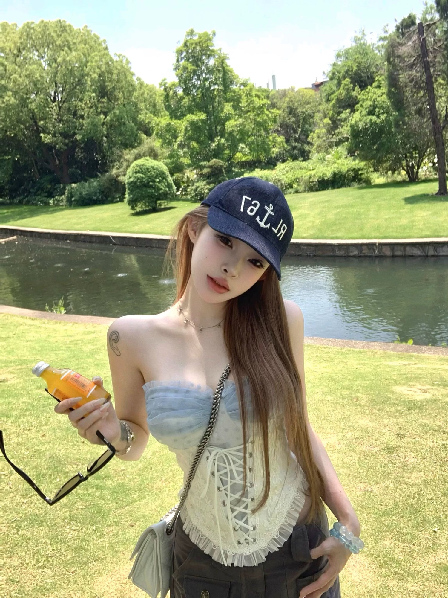 Mesh Blue Dot Tube Top (S, M, L)