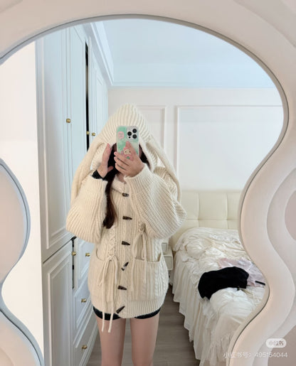 Bunny Thick Knitted Cardigan Top