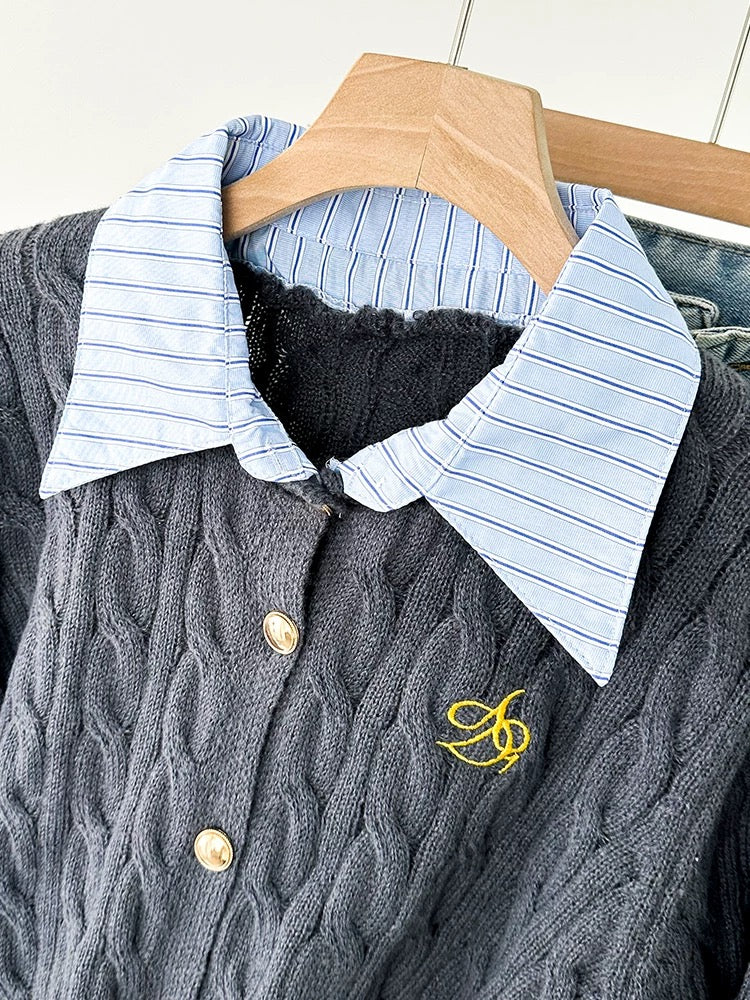 Uni Grey Long Sleeve Knitted Top