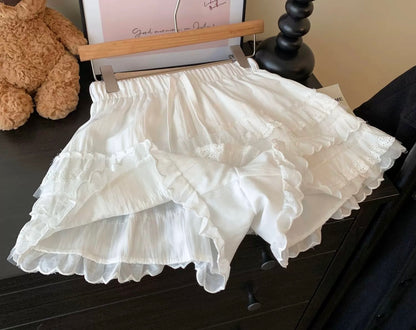 White High Waist Layer Short Skirt