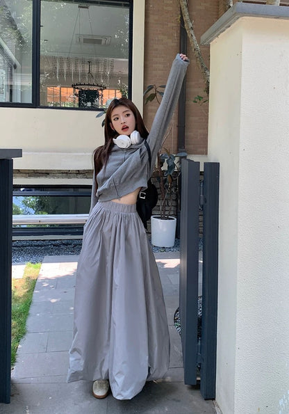 Grey Lantern Long Skirt