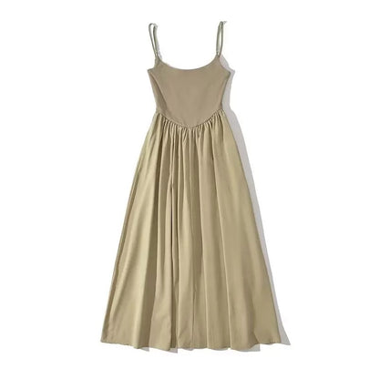 U Collar Strap Long Dress