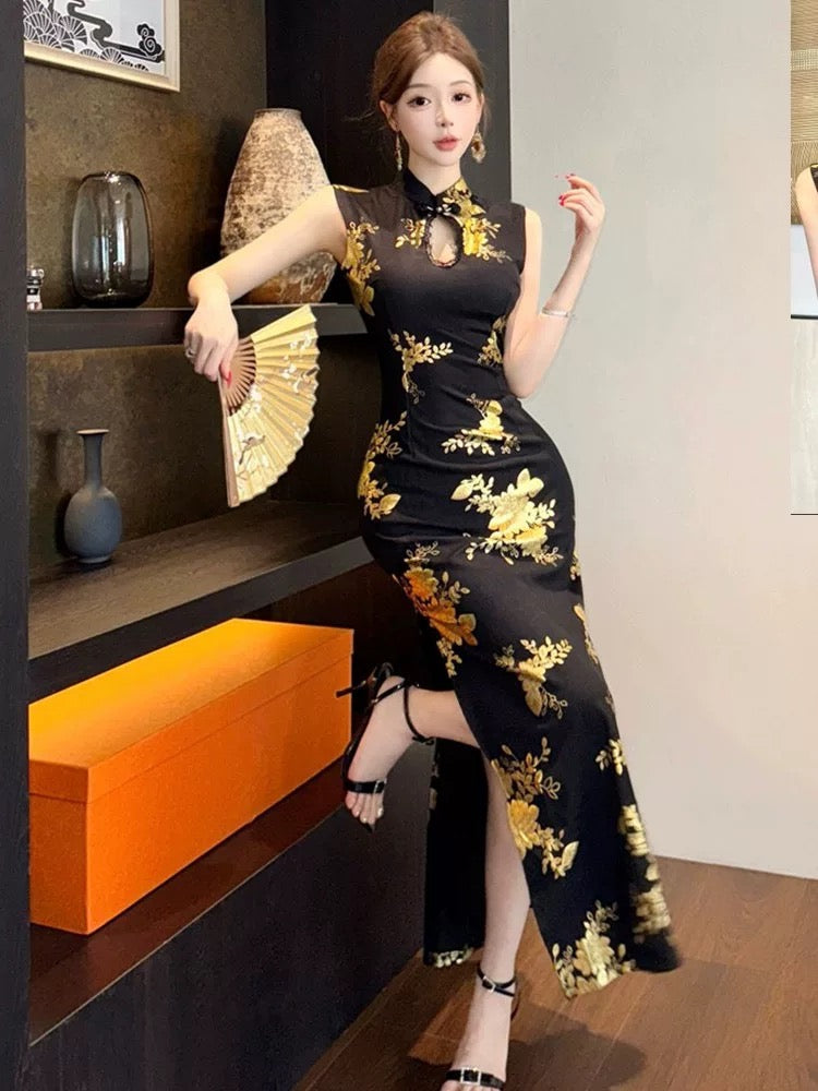 Black Cheongsam CD033 Long Dress (S)