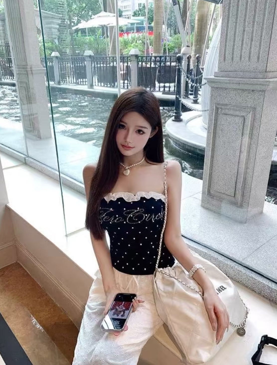 Mini White Dot Tube Top T004