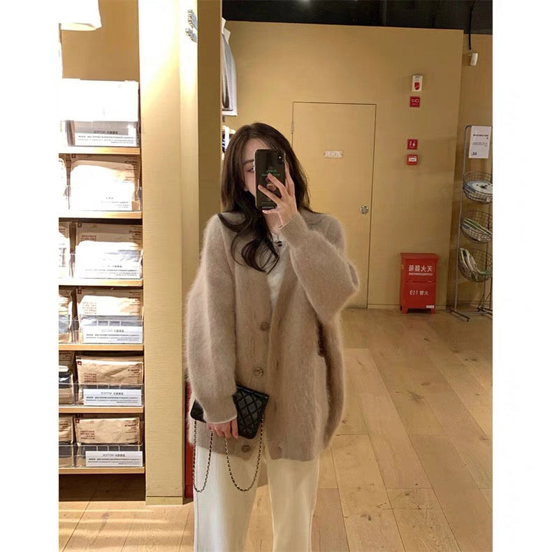 Brown/ Purple/ White Fuzzy Cardigan