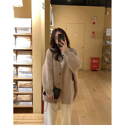 Brown/ Purple/ White Fuzzy Cardigan