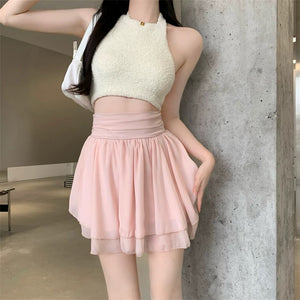 Doris High Waist Mini Pink Skirt