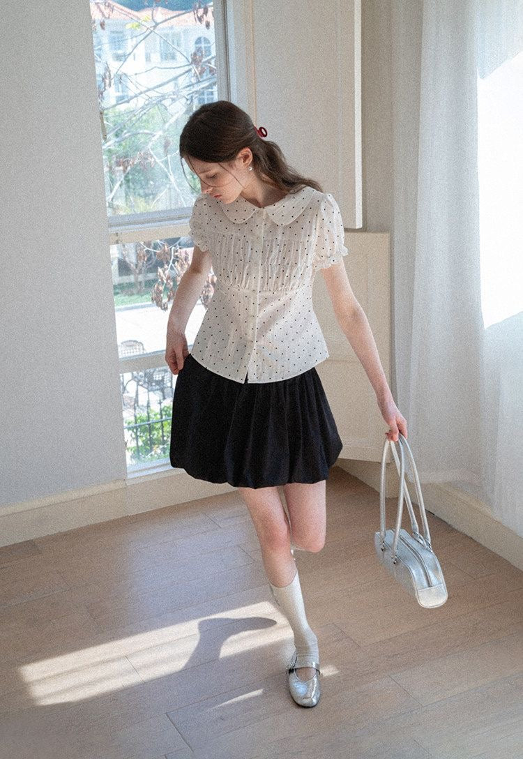 Cute Collar Mini Dot Top (S, M)