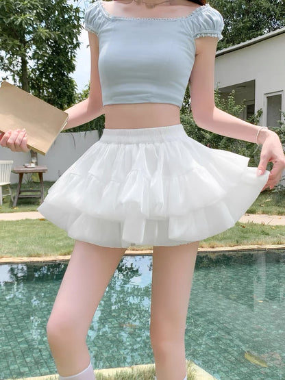 Fluffy Mesh Skirt SK35 (White, Mint, Black)