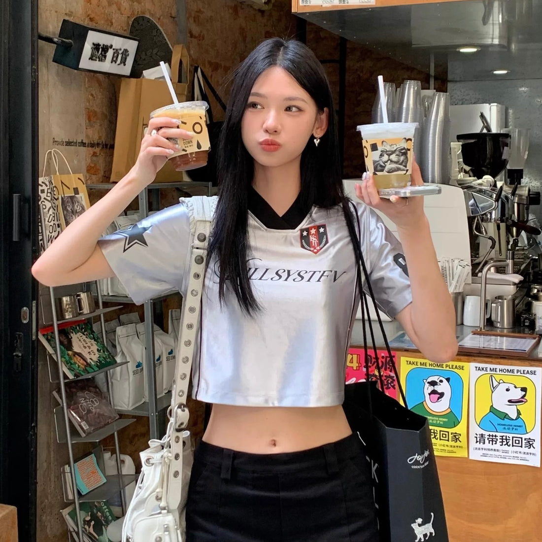 No88 KILLSYSTEM Silver Crop Top (S)