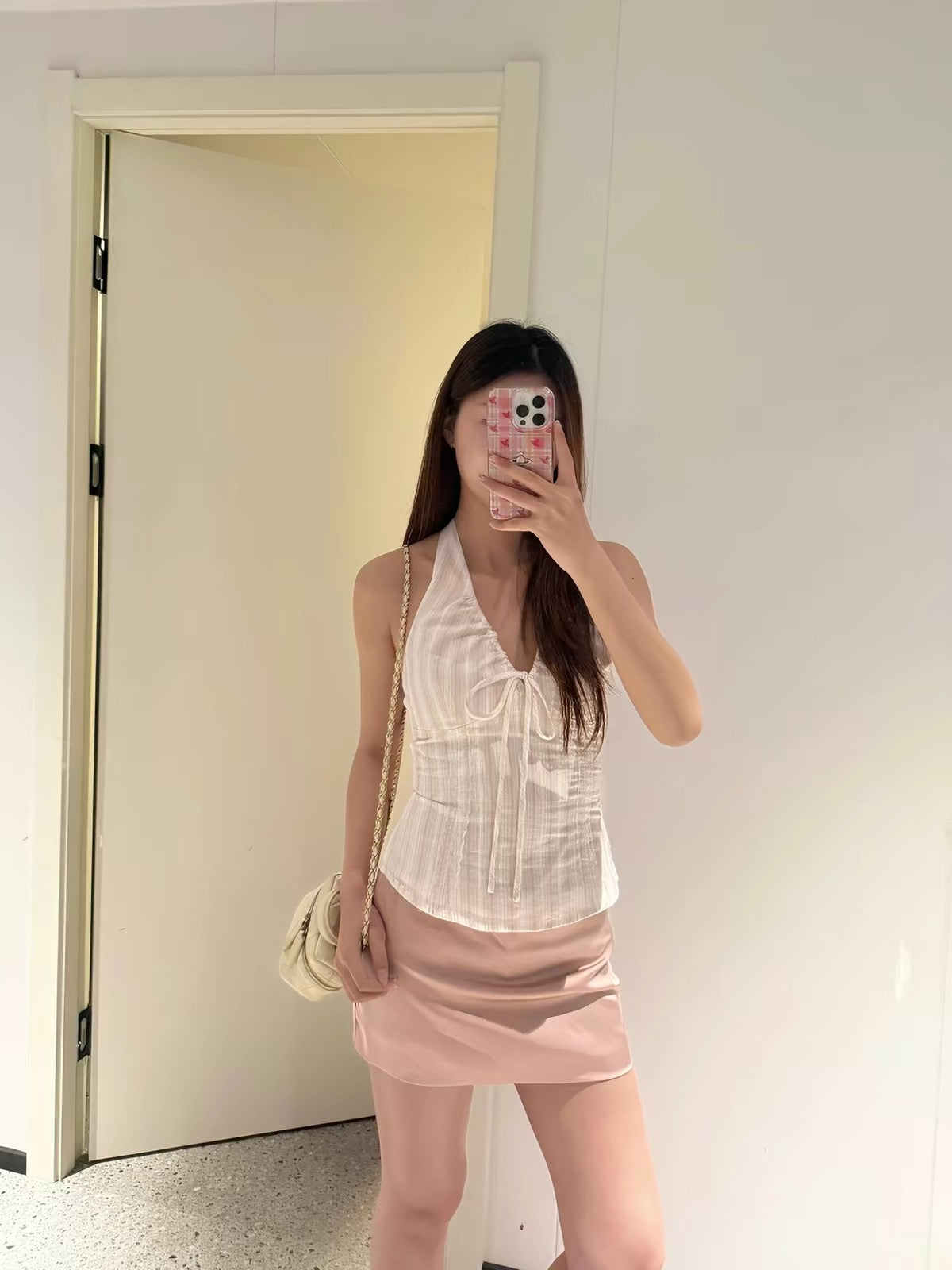 Middle Low Waist Satin Mini Skirt SK37