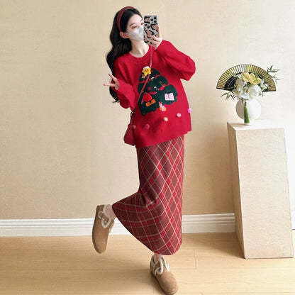 Christmas Tree Knitted Long Sleeve Top