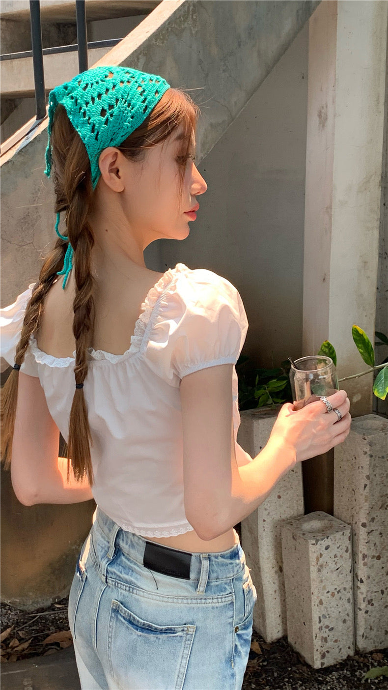 Knot Button White Top