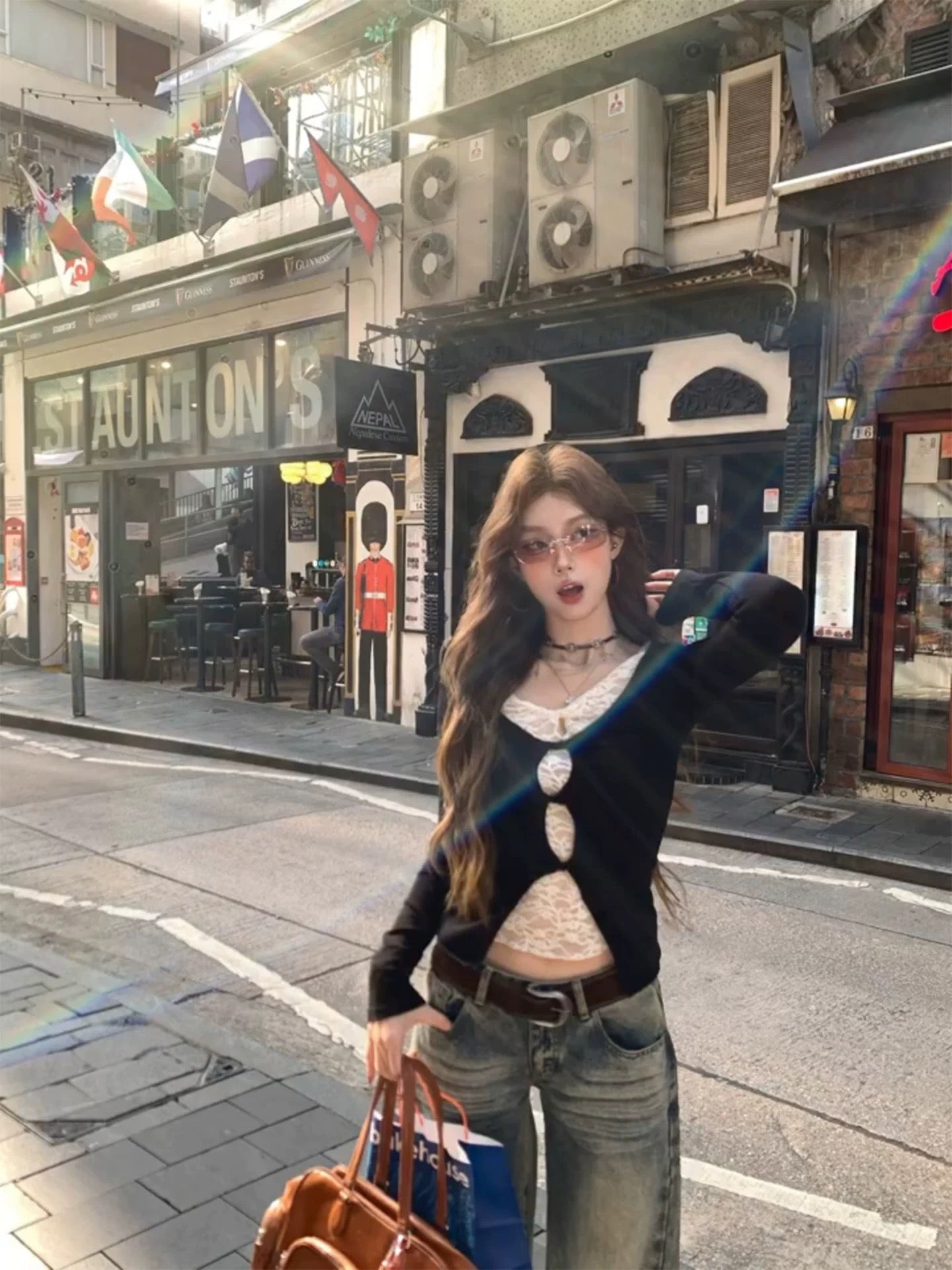 Mix Laces Long Sleeve Top