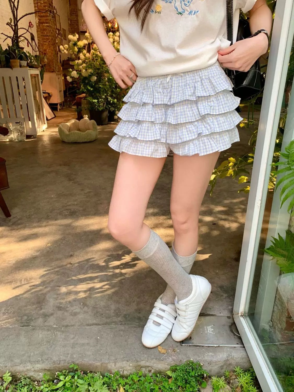 Blue Ginham Cakey Shorts