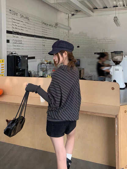 Stripe Grey Long Sleeve Top