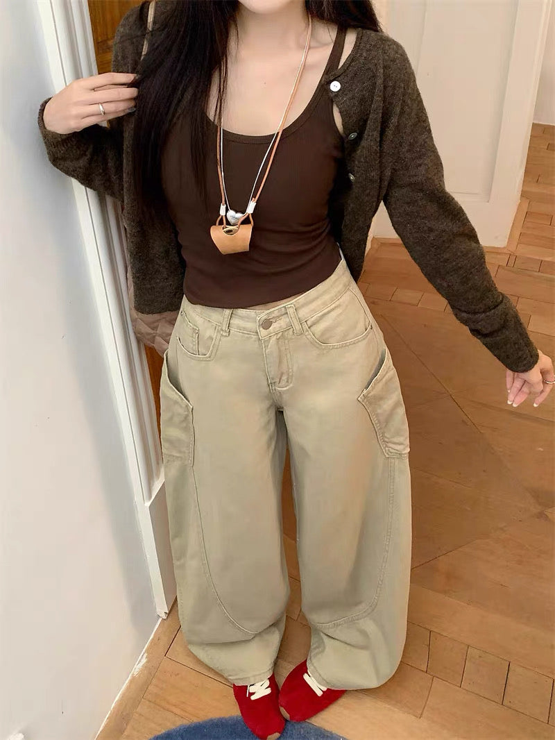 Beige Denim Long Pants (S)