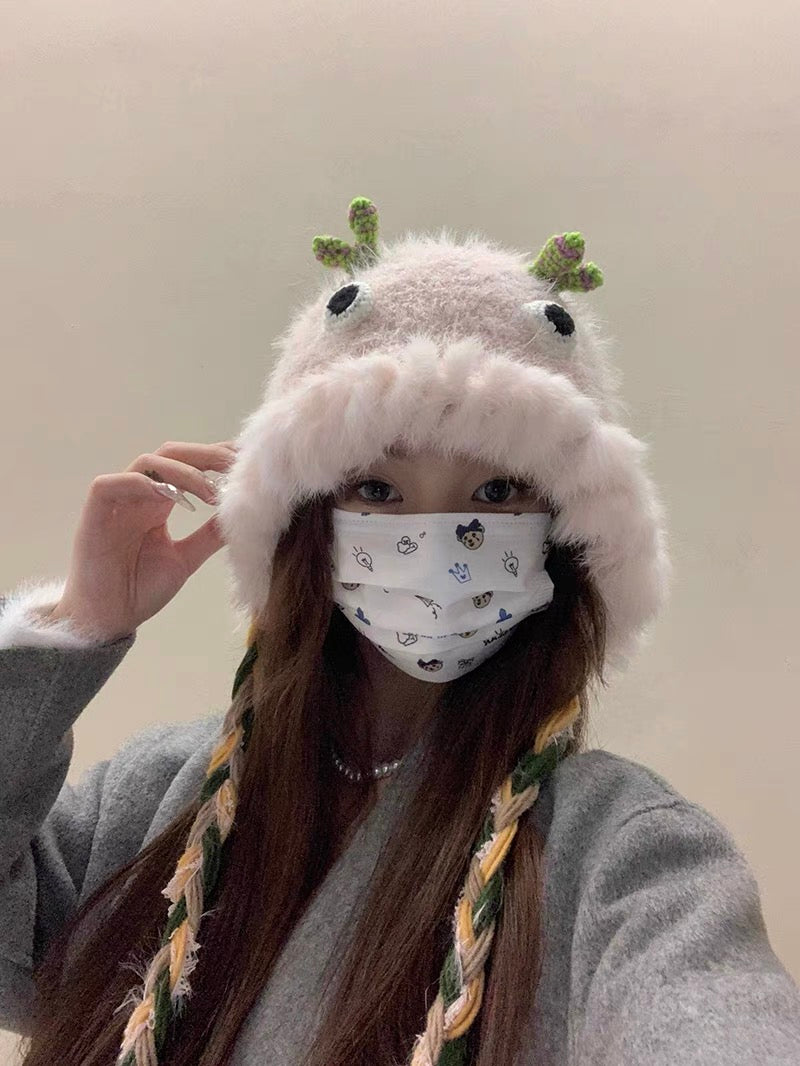 Furry Cute Monster Hat (3 Colours)
