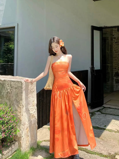 Orange Tube Long Dress