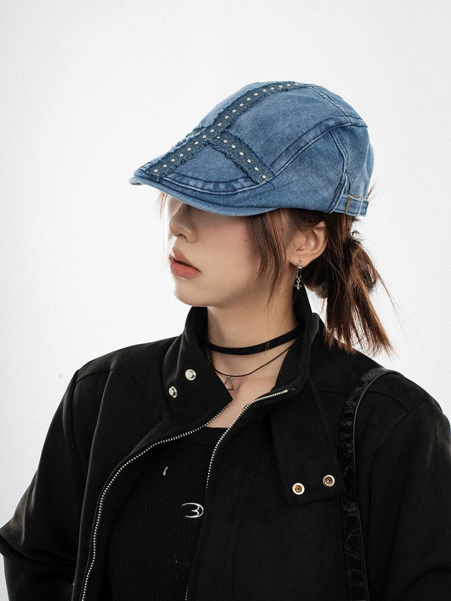 Denim Cross Drawing Hat